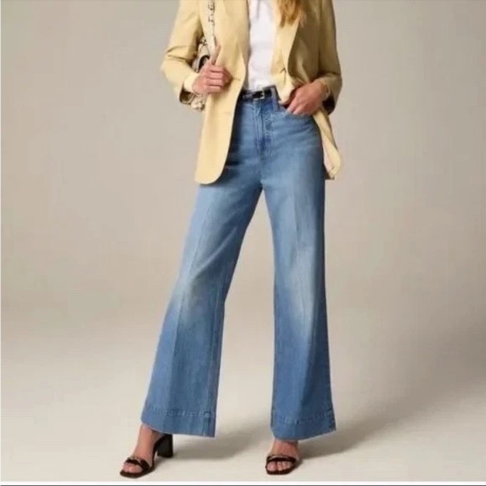 J. Crew Blue Wide-Leg Trouser Jeans